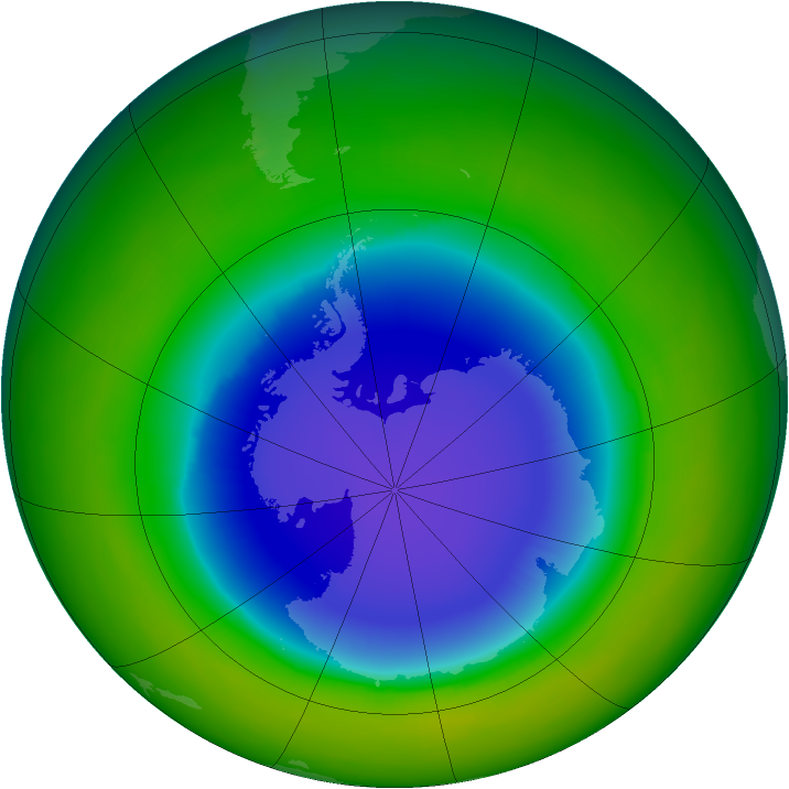 Antarctic ozone map for October 1990